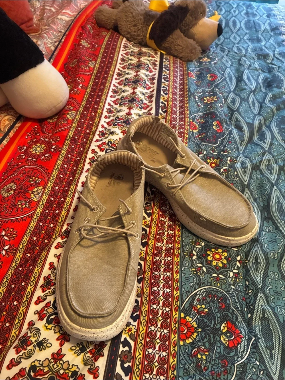 Sperry Taupe Canvas Two-Eye Boat Shoes